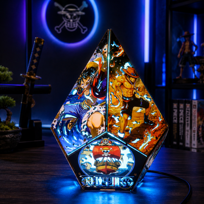 5-Sided Wooden Anime Story Lamp | RGB Handmade Night Light