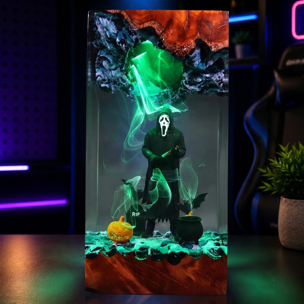 Masked Slasher Inspired Epoxy Resin Lamp
