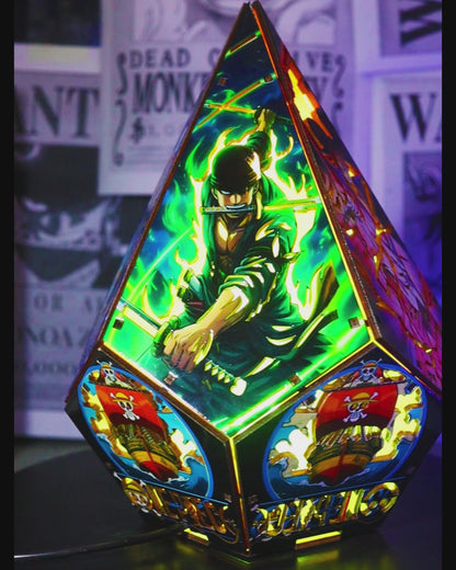 5-Sided Wooden Anime Story Lamp | RGB Handmade Night Light